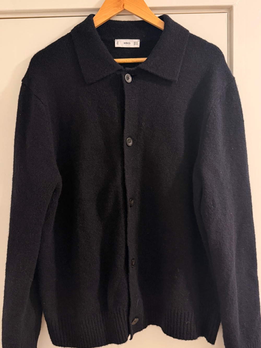 Mango navy blue Wool-Blend Button lightweight jacket / Cardigan XXL